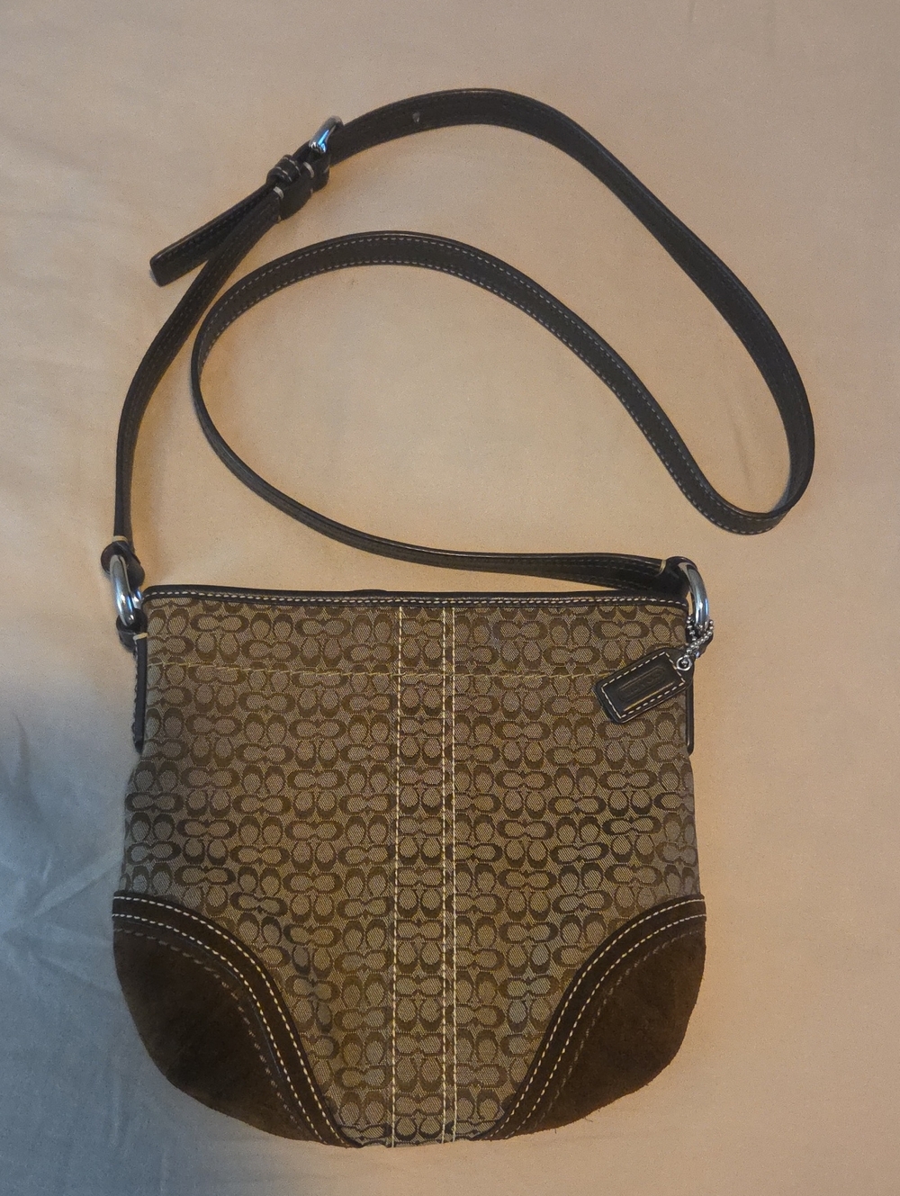 Vintage Coach Signature Pattern Crossbody Bag
